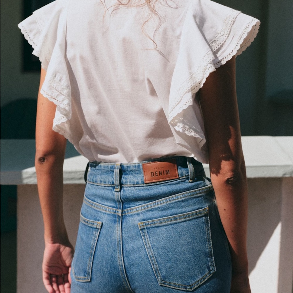 Sezane Deven White Ruffled Blouse 10 - Picture 2 of 6